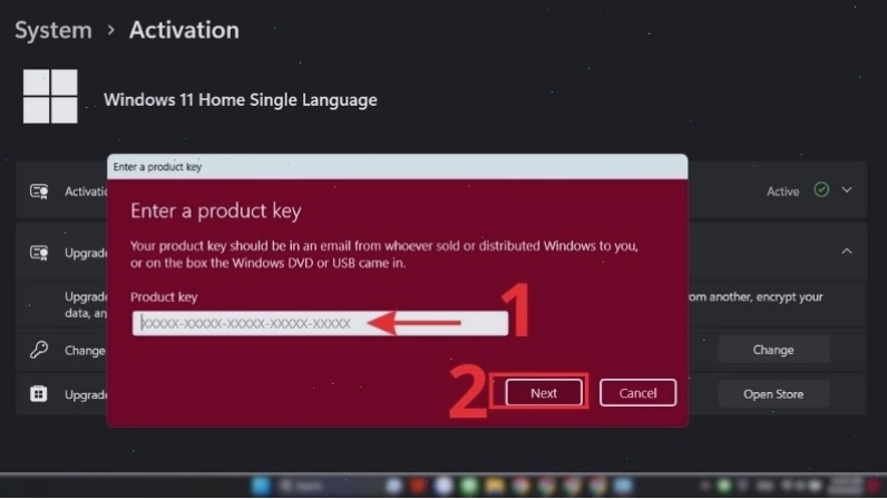 Sử dụng key bản quyền để kích hoạt Windows 11