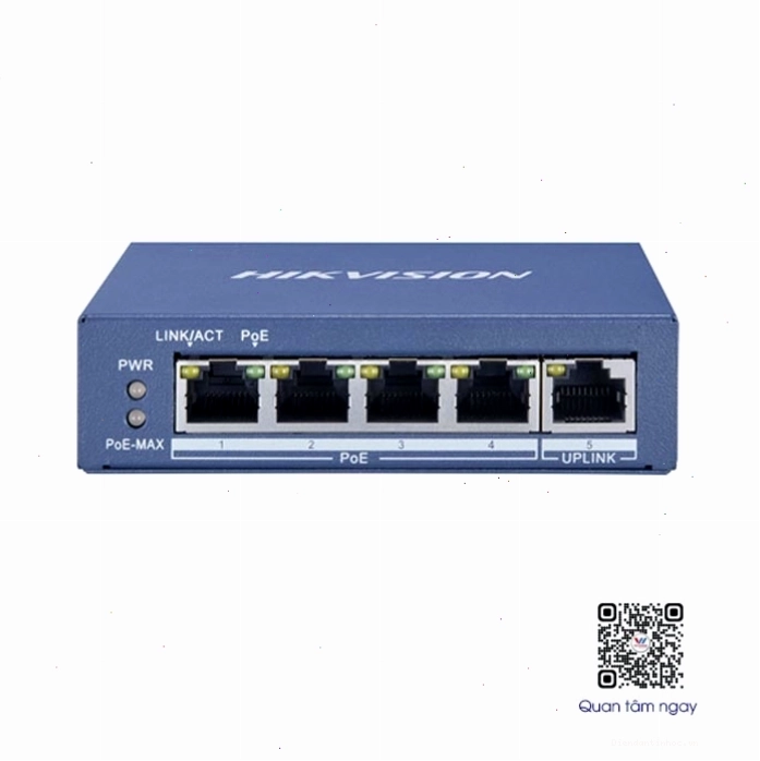 Switch POE Gigabit 4 cổng 1000Mbps Hikvision DS-3E0505P-E/M