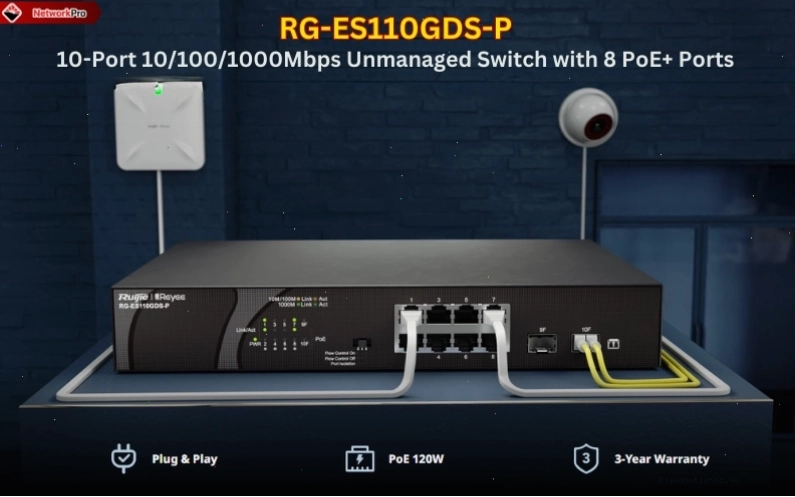 Switch Ruijie Reyee PoE 8 Port RG-ES110GDS-P - lựa chọn kinh tế cho người dùng