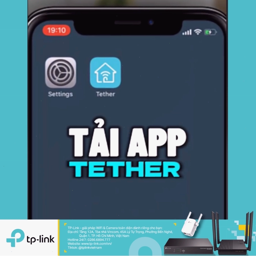 Tải app TETHER trên Google Play hoặc App Store để dễ dàng đổi mật khẩu Wifi TP-Link bằng điện thoại