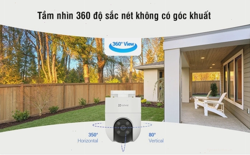 Tầm nhìn 360 độ sắc nét không có góc khuất với camera Ezviz H8c
