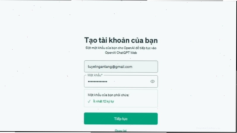 Tạo mật khẩu cho tài khoản Chat GPT của bạn
