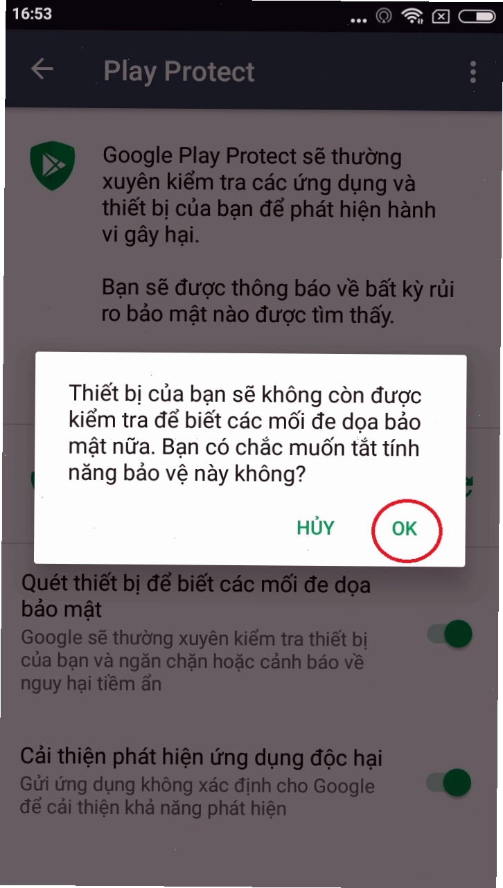 Tắt chế độ Quét ứng dụng bằng Play Protect