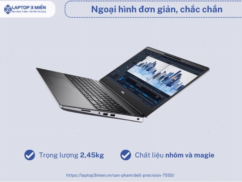 Thiết kế gọn nhẹ và chuyên nghiệp của Dell Precision 7550