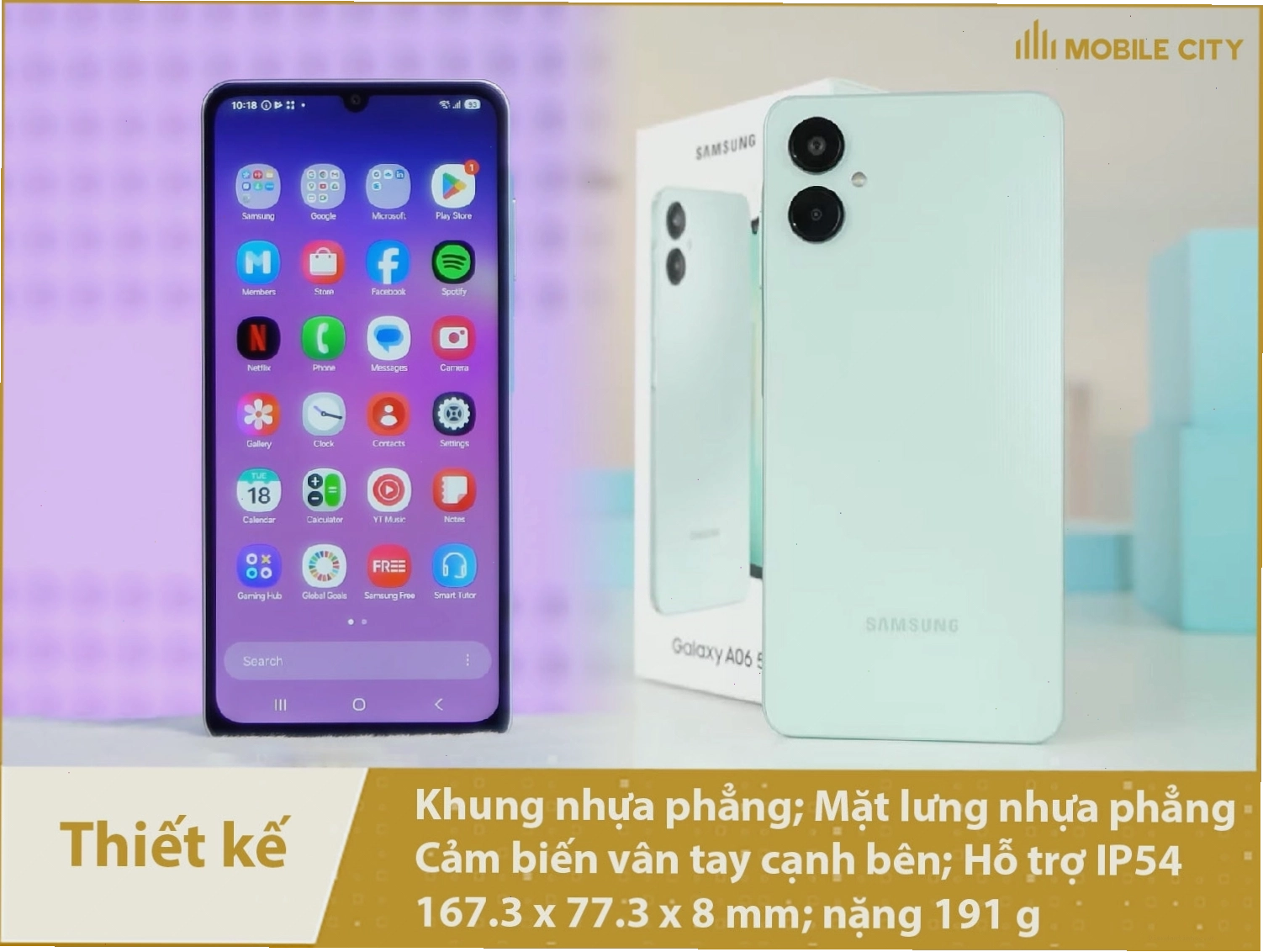 Thiết kế vuông vức, hiện đại của Samsung Galaxy A06 5G