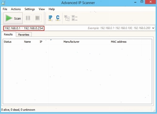 Thiết lập dải địa chỉ IP cần quét trong Advanced IP Scanner