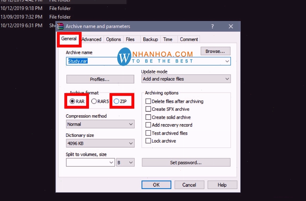 Thiết lập mật khẩu bảo vệ cho file nén