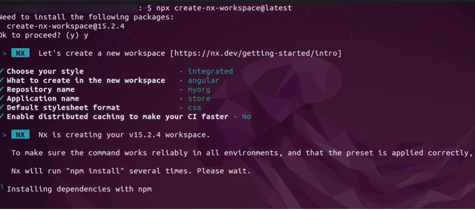 Thiết lập Nx Angular trong Terminal