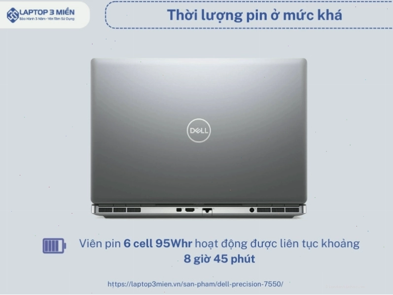 Thời lượng pin và hệ thống tản nhiệt hiệu quả của Dell Precision 7550