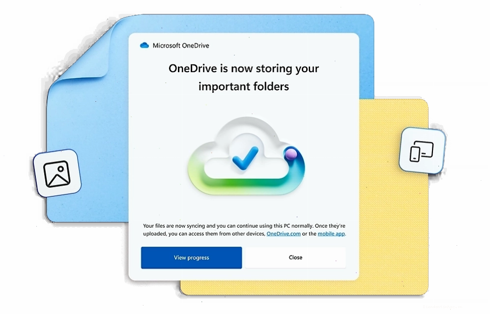 Thông báo của Microsoft OneDrive cho biết các thư mục quan trọng hiện đang được lưu trữ