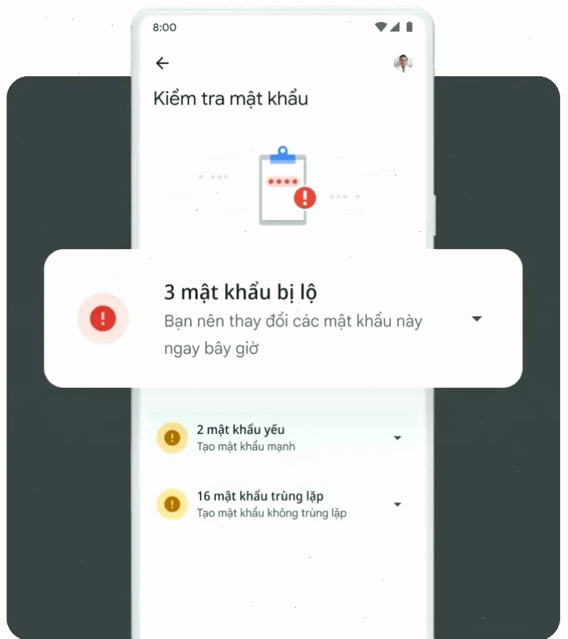 Thông báo tài khoản có mật khẩu bị lộ