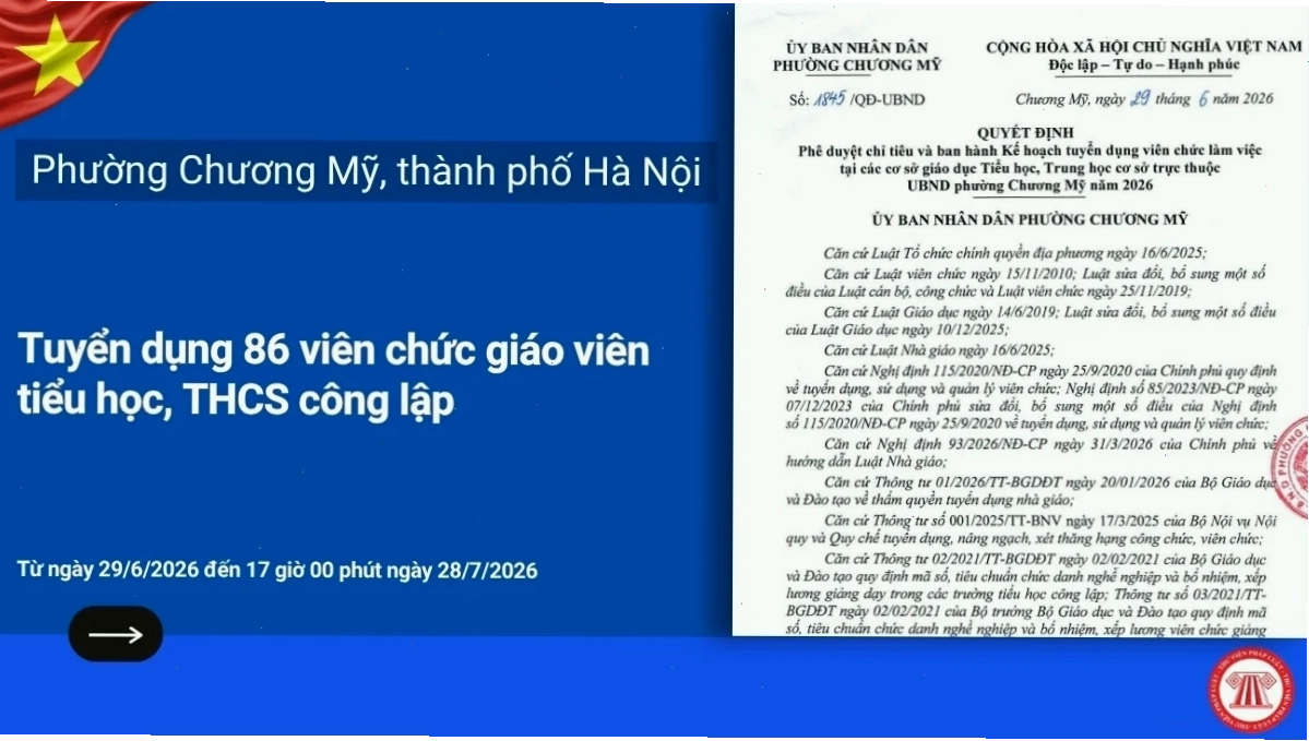 Thông báo tuyển dụng viên chức ngành giáo dục