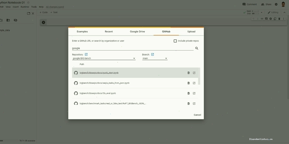 Tích hợp GitHub với Google Colab