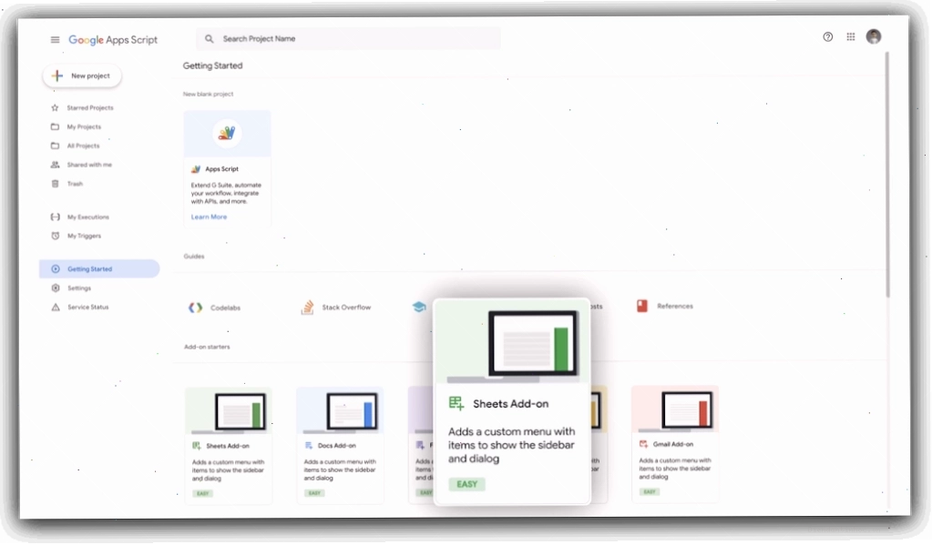 Tiện ích bổ sung Google Sheets được tạo bằng Apps Script