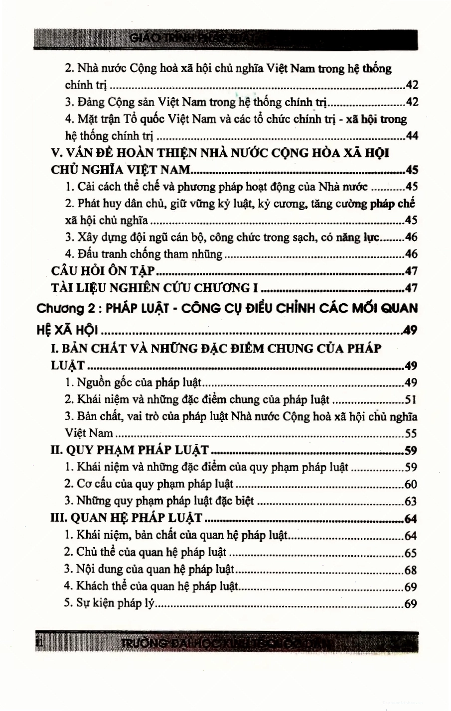 Trang bìa tài liệu Pháp luật Đại cương