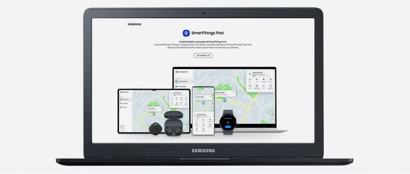 Trang web SmartThings Find hiển thị bản đồ định vị thiết bị