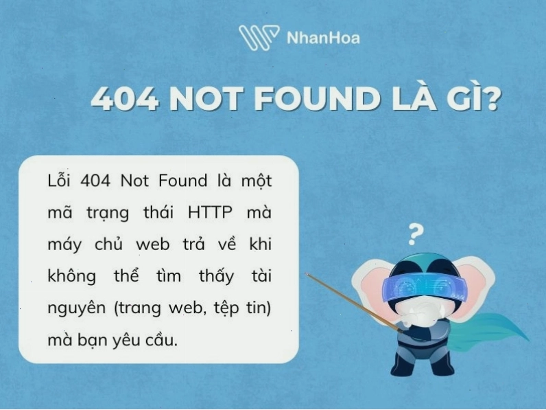 Trình duyệt hiển thị thông báo lỗi 404 Not Found tiêu chuẩn