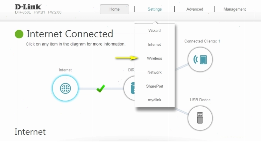 Truy cập cài đặt Wireless trên router D-Link