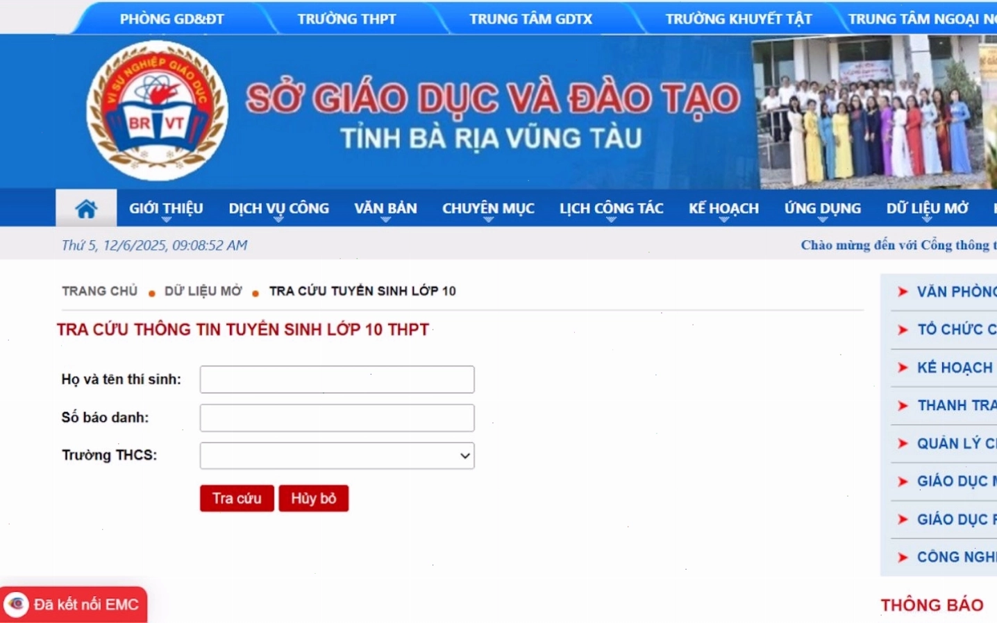 Truy cập vào website chính thức của Sở Giáo dục và Đào tạo tỉnh/thành để tra cứu điểm thi