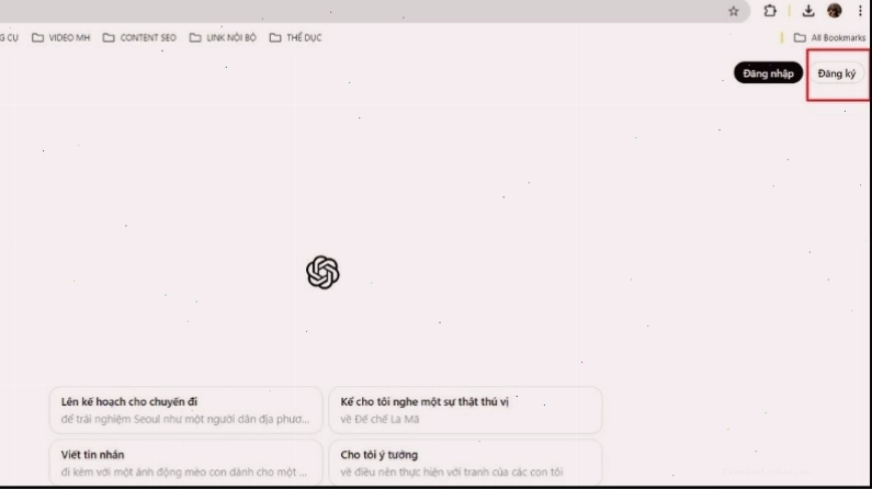 Truy cập website của Chat GPT và ấn đăng ký