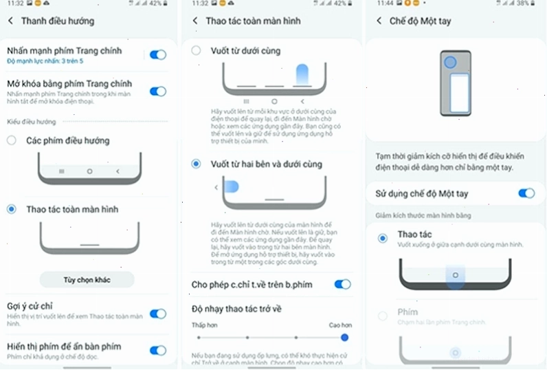 Tùy chỉnh thao tác điều hướng trên One UI