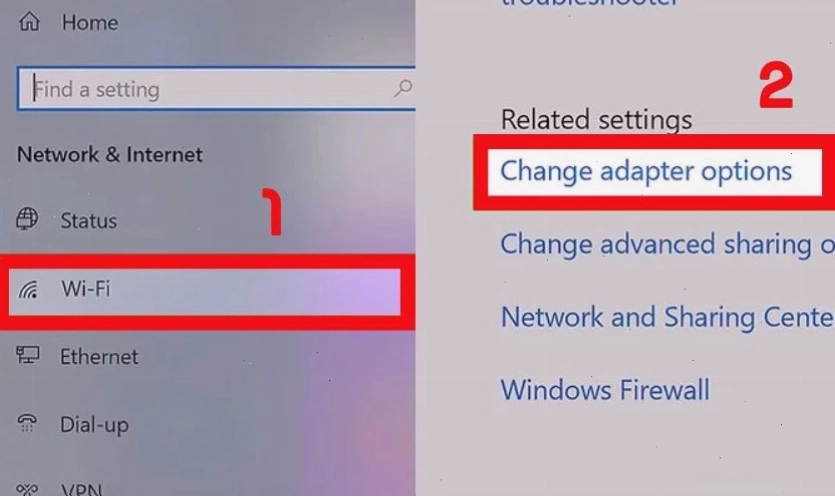 Tùy chọn thay đổi cài đặt mạng để truy cập thuộc tính WiFi