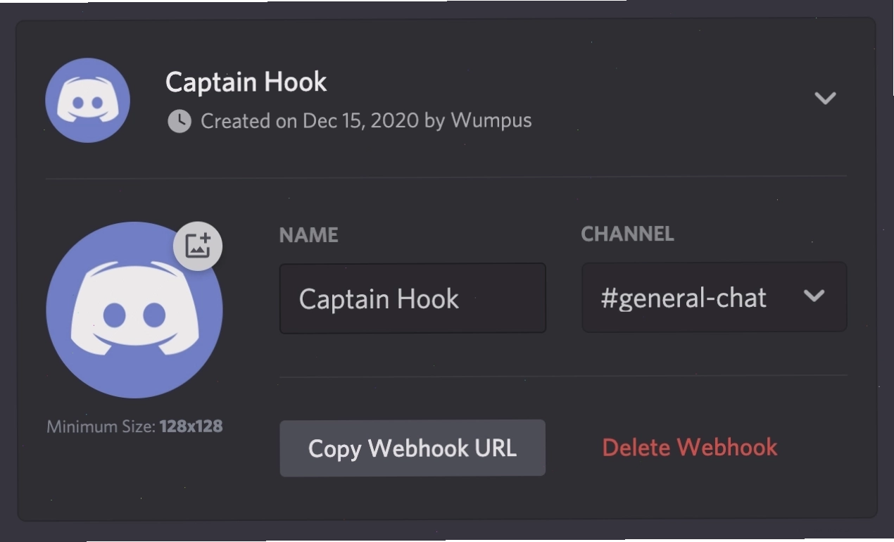 URL Webhook được tạo ra trên Discord