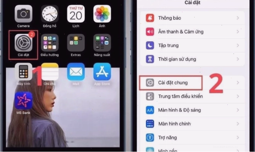 Vào Cài đặt rồi chọn Cài đặt chung