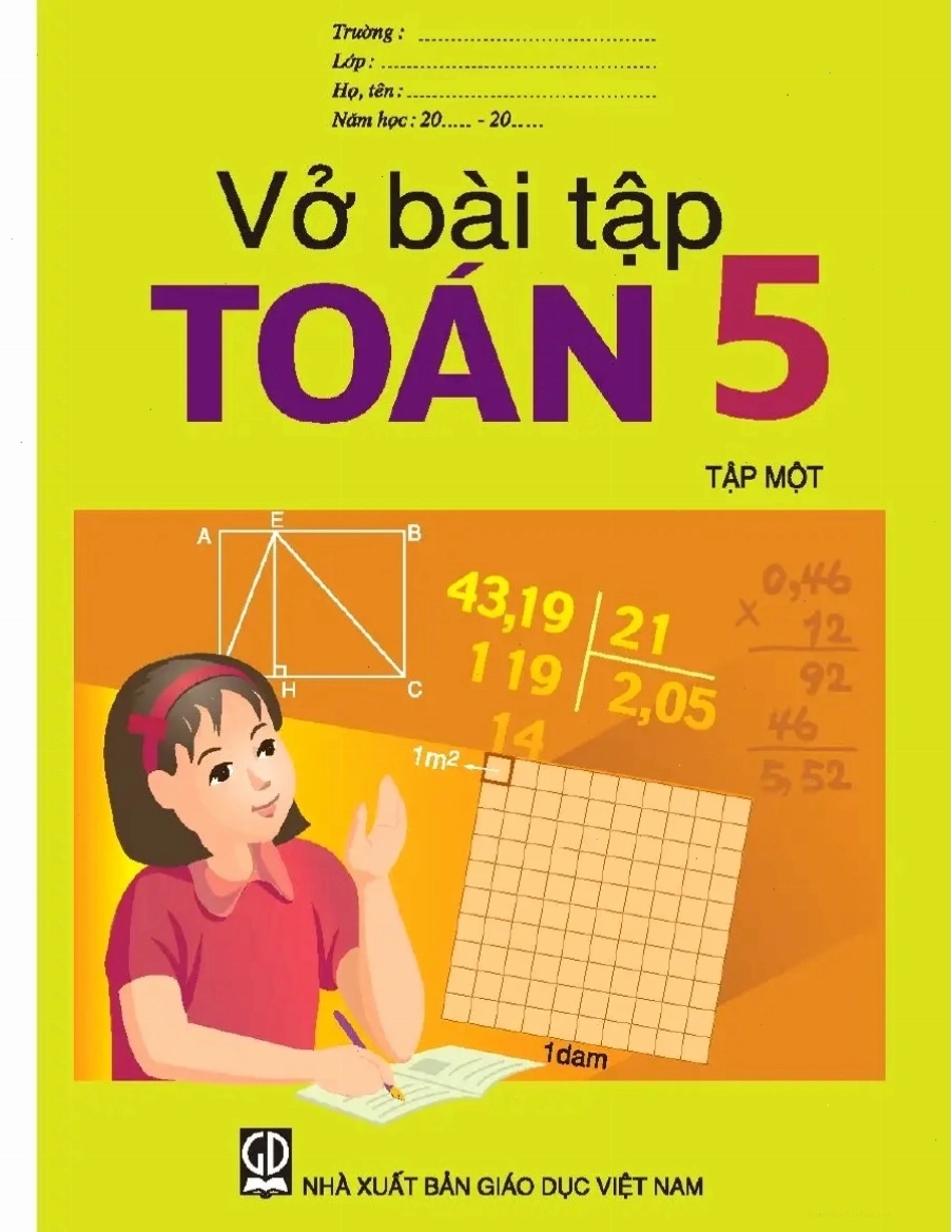Ví dụ minh họa bài toán vận tốc trong vở bài tập toán lớp 5