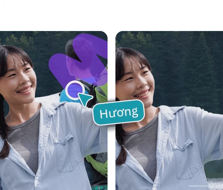 Ví dụ minh họa xóa đối tượng không mong muốn bằng AI