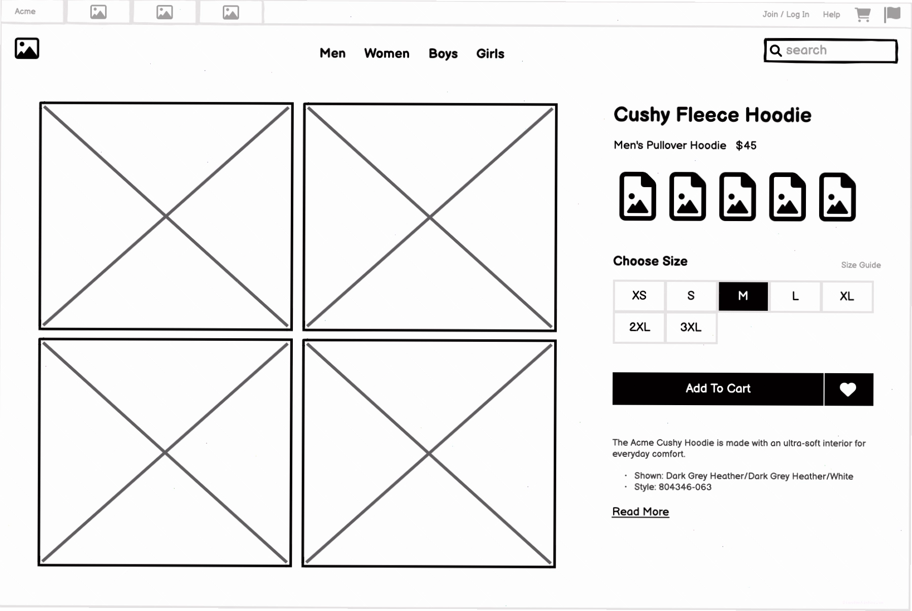 Ví dụ về wireframe được tạo trong Balsamiq