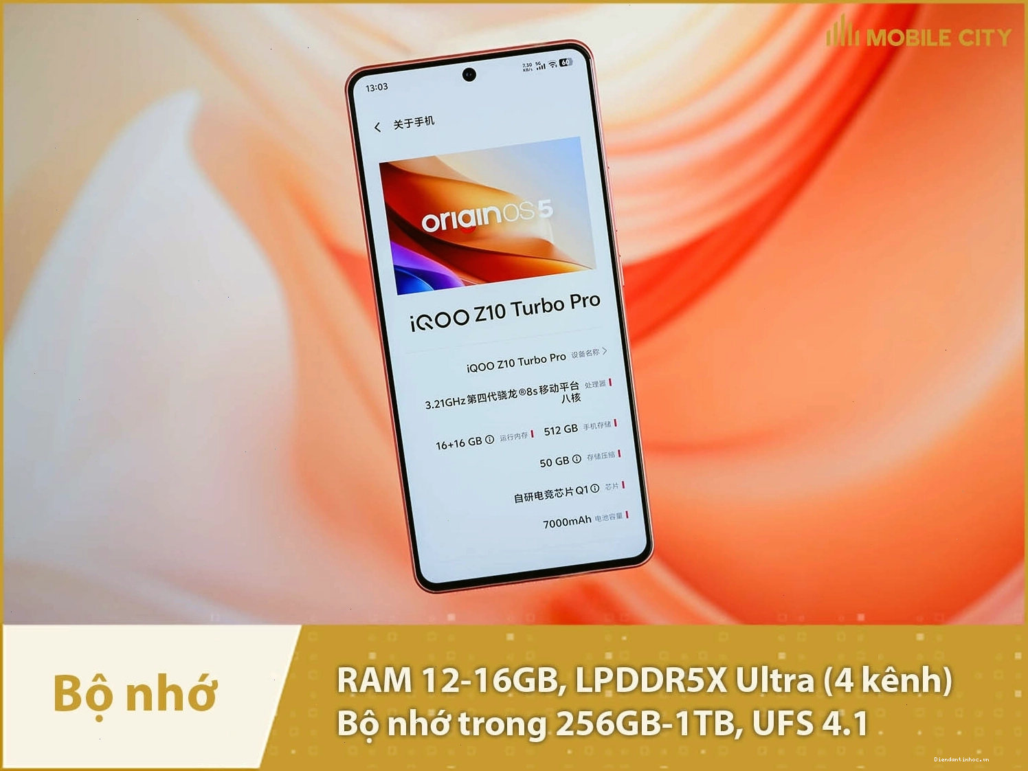 Vivo iQOO Z10 Turbo Pro với RAM 12-16GB và bộ nhớ trong 256-512GB