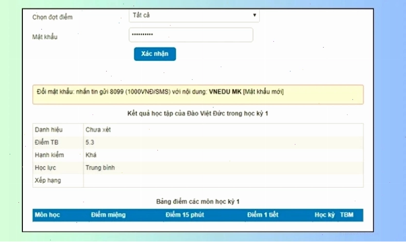 vnEdu.vn đăng nhập xem điểm