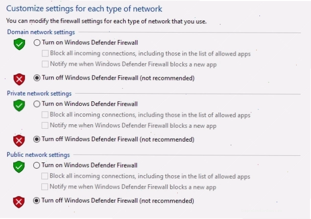 Vô hiệu hóa tường lửa Windows tạm thời để kiểm tra lỗi DNS