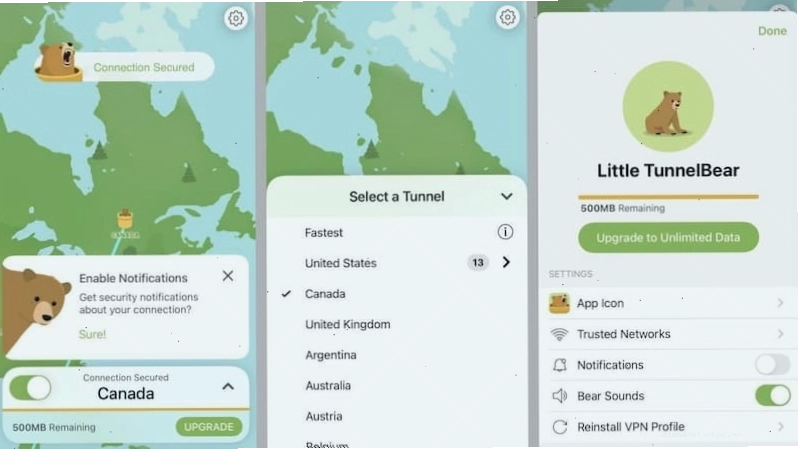 VPN Free Tunnelbear miễn phí với giao diện đáng yêu và dễ sử dụng