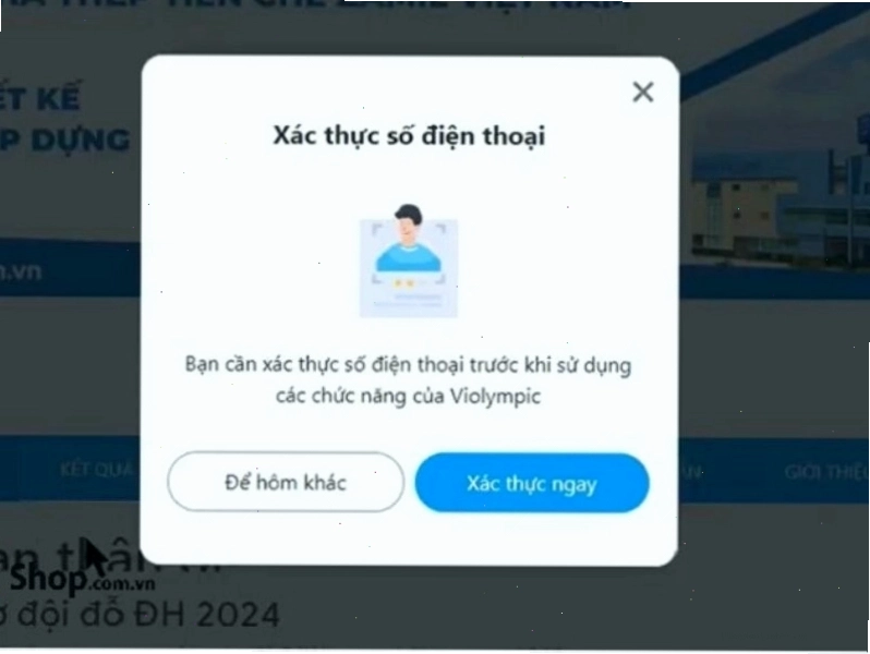 Xác thực số điện thoại khi đăng nhập tài khoản Violympic
