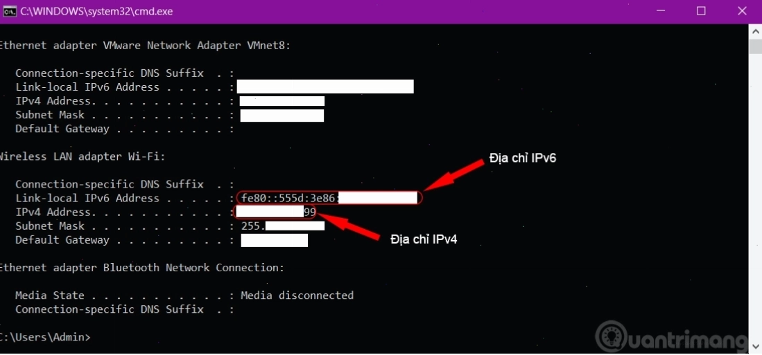 Xem địa chỉ IP máy tính bằng Command Prompt trên Windows