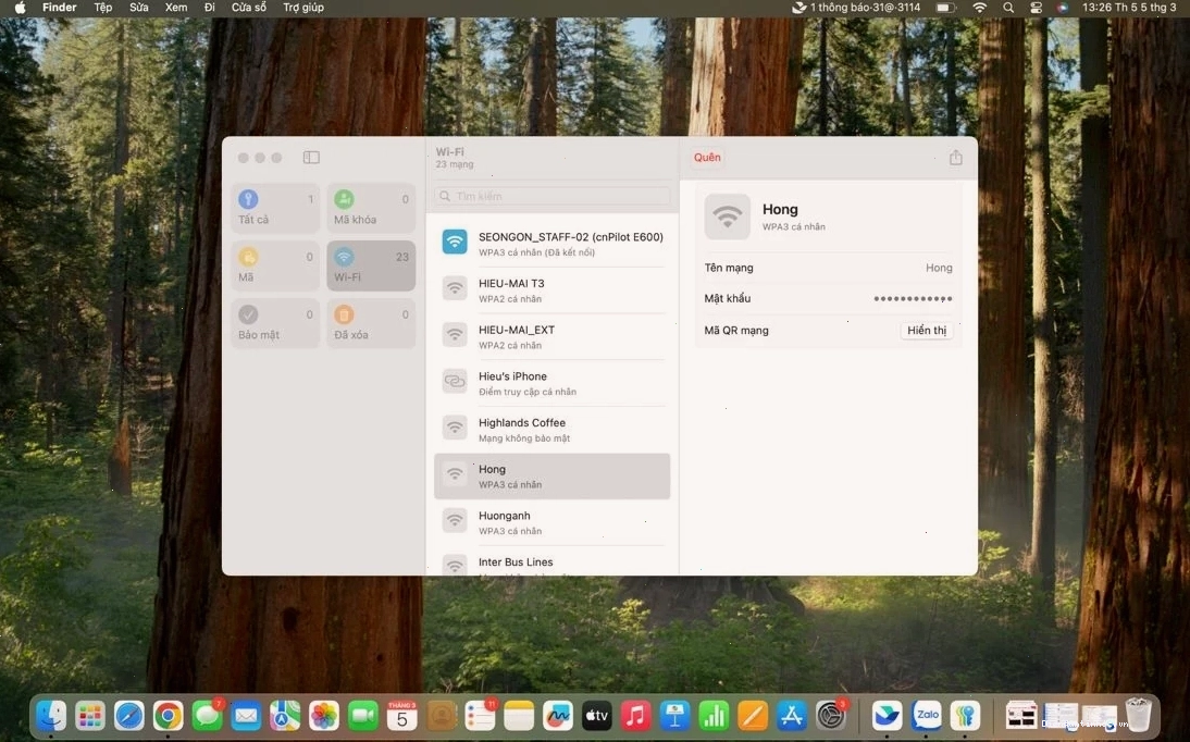 Xem mật khẩu Wifi đã lưu trên MacOS