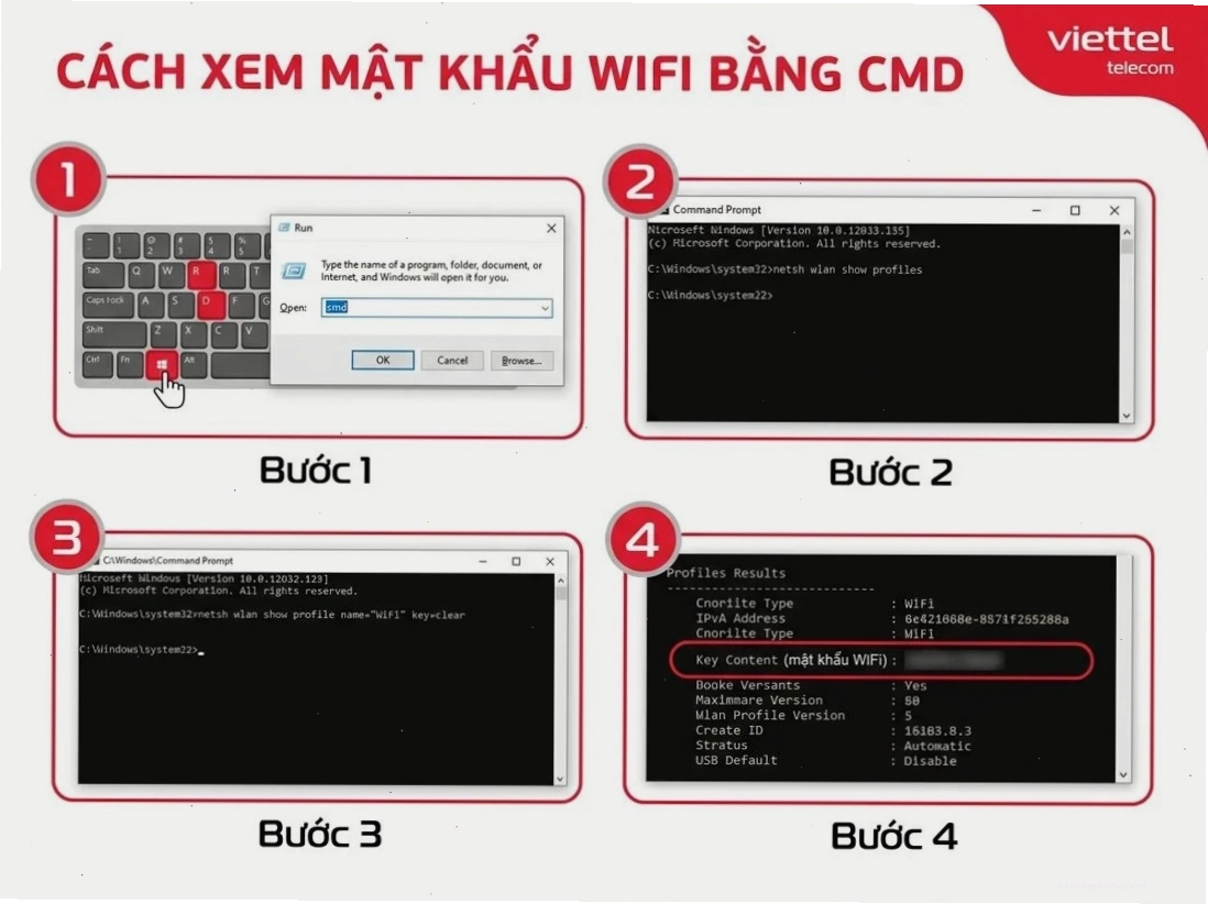 Xem mật khẩu WiFi đã lưu trên Windows bằng Command Prompt