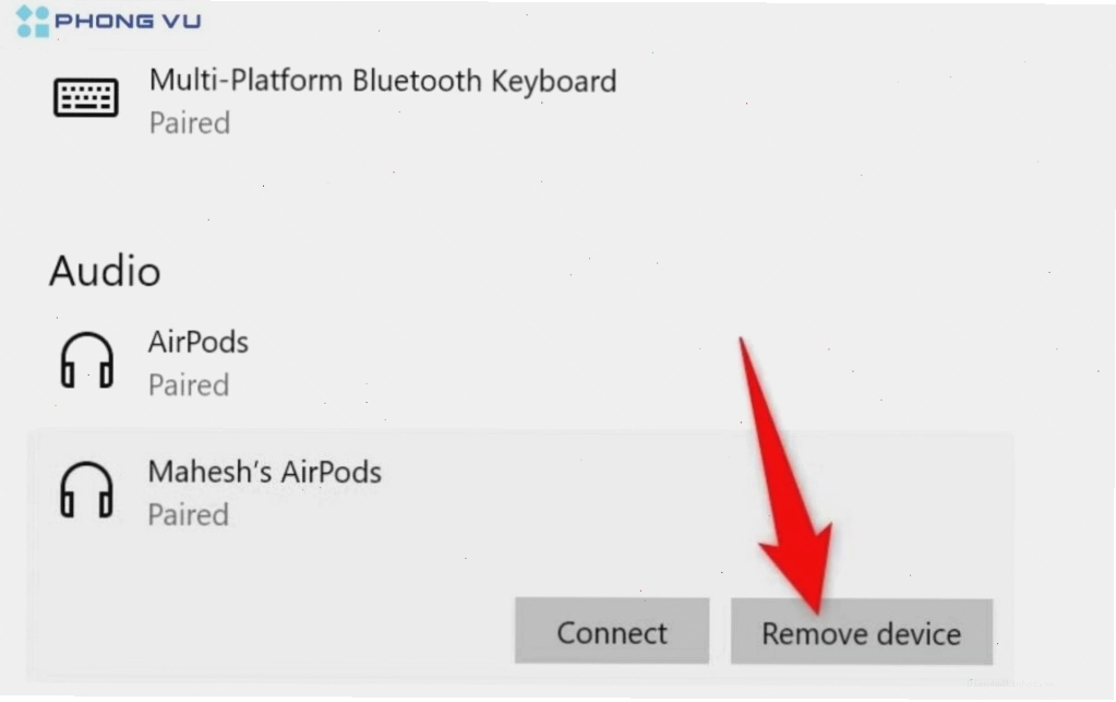 Xóa thiết bị Bluetooth đã ghép nối